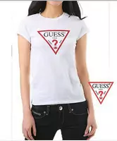 tee shirt mujer guess short sleeve genereux cotton 2013 france sm usa white red